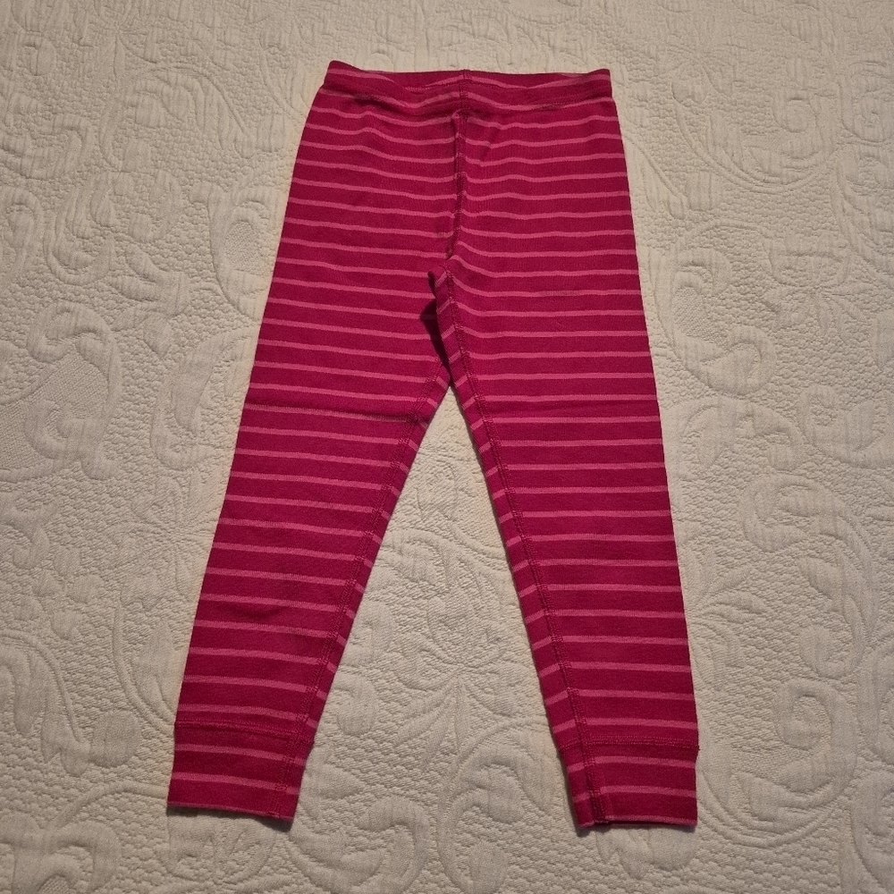 Hanna Andersson girls size 110 or 5 red with pink striped leggings VGUC